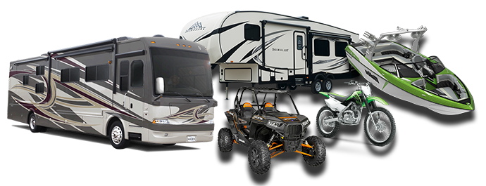 Recreational vehicles lined up